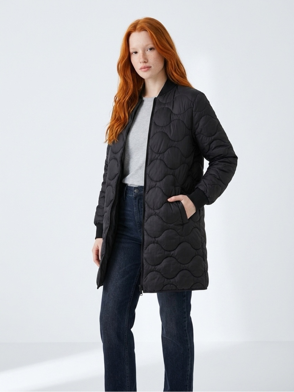 Eddie Bauer Women's Black Quilted Long Puffer Coat